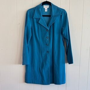 Susan Graver Blue Button-Up Coat